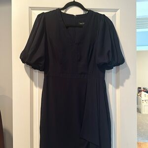 Puff sleeve waist detail dress